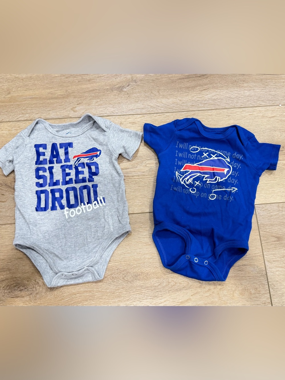 NFL Buffalo Bills Baby One-Piece Bodysuits - Royal Blue & Heather Gray 3-6months